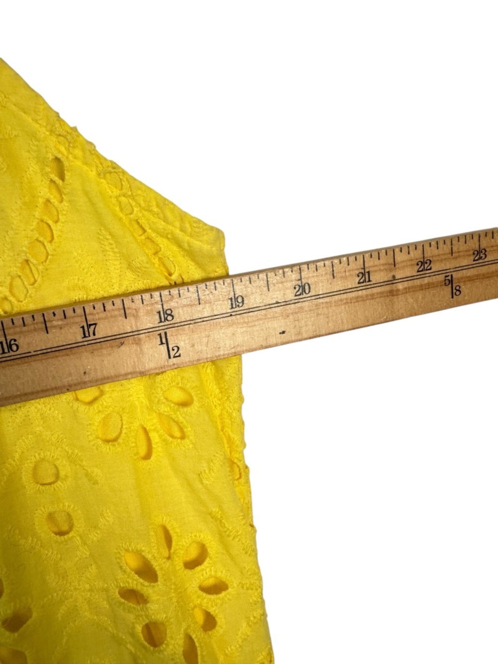 Valentina Naldi Eyelet High Low Dress Yellow Sleeveless Resort Medium Coastal - Picture 12 of 15
